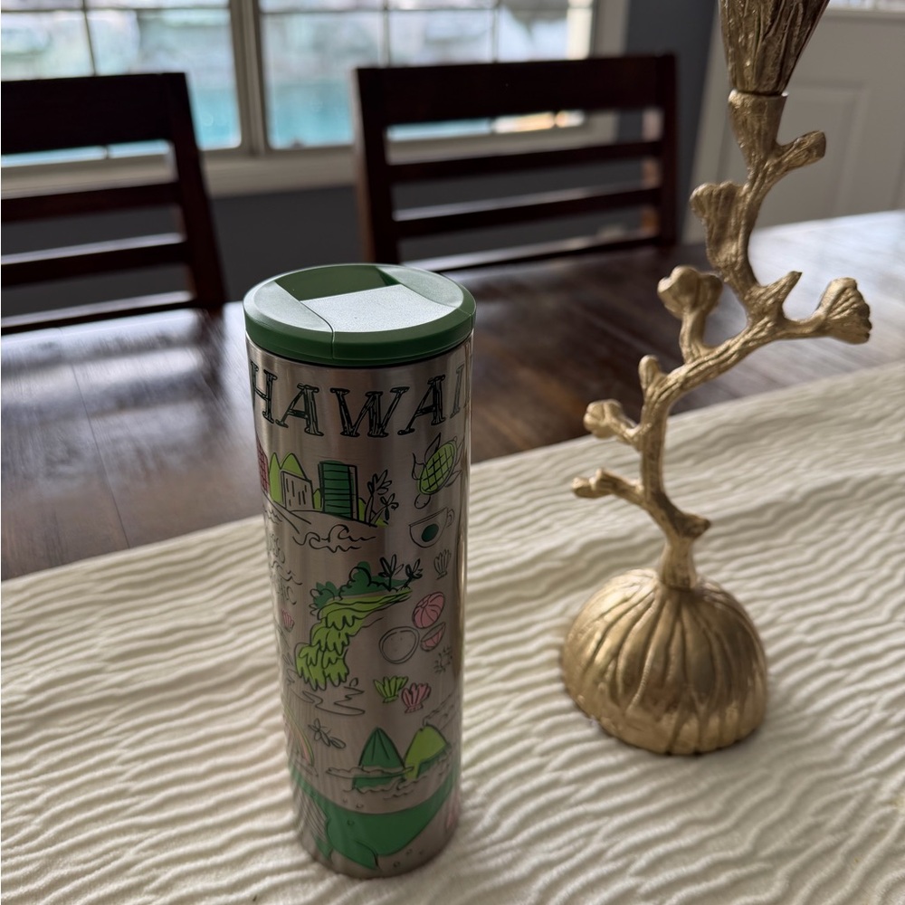 Starbucks Hawaii Tumbler in Green and Silver
